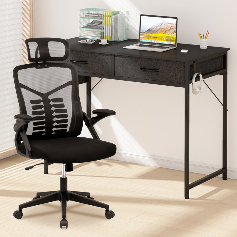 Advwin 100cm Small Desk with 2 Drawers