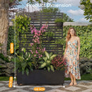 Advwin Metal Planter Box Privacy Screen w/ Trellis & Wheels