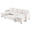 Advwin 253cm U Shaped Chenille Sectional Sofa w/ Pull Out Bed
