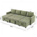 Advwin 253cm U Shaped Chenille Sectional Sofa w/ Pull Out Bed