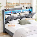 Advwin LED Bed Frame with Charging Station & Hidden Storage