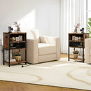 Advwin Bedside Table w/ Metal Mesh Drawer Set of 2