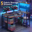 Advwin L Shaped Reversible Computer Desk with LED Lights