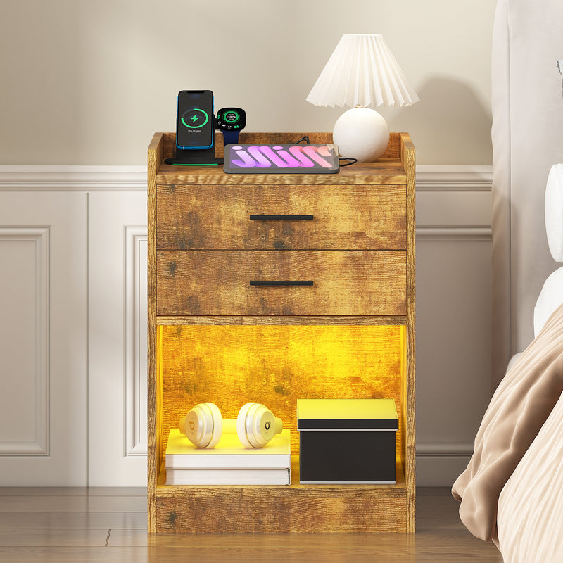 Advwin LED Bedside Table with Charging Station