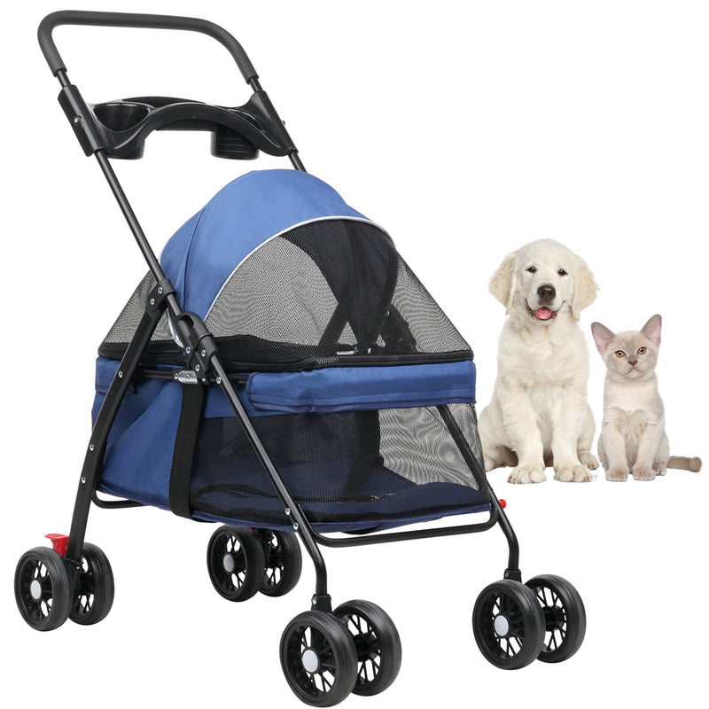 Advwin Pet Stroller Dog Carrier Foldable 4-Wheel