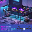 Advwin LED Gaming Desk w/ Adjustable Shelf & Power Outlets