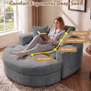 Advwin Oversized Round Chaise Lounge Sofa with Ottoman