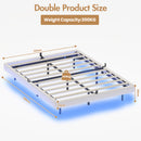 Advwin Velvet Upholstered Floating Bed Frame w/ LED