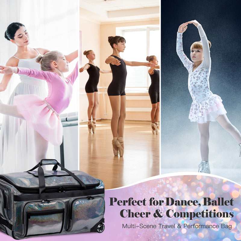 Advwin 28Inch Rolling Dance Bag with Garment Rack