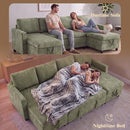 Advwin 253cm U Shaped Chenille Sectional Sofa w/ Pull Out Bed