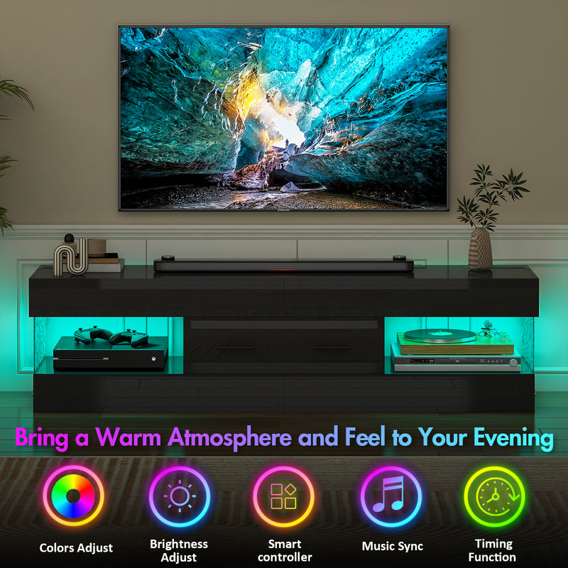 Advwin 152cm LED TV Stand High Gloss Cabinet w/ Drawer