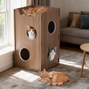 Advwin 2-Tier Luxury Wood Cat House with Access Holes