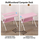 Advwin 80cm Computer Desk with Monitor Stand Pink