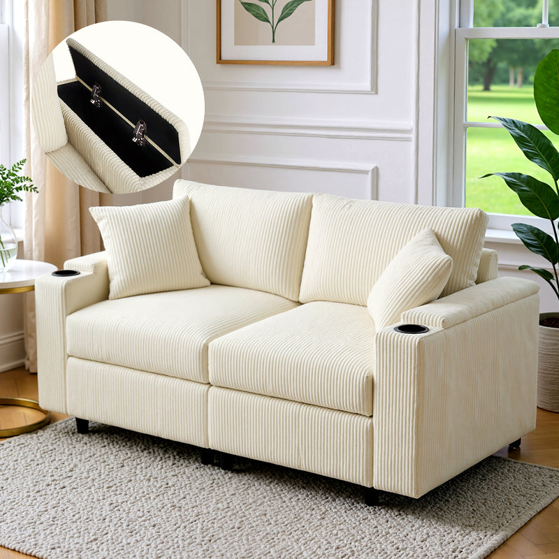 Advwin Corduroy Modular Sofa with Storage 182cm