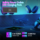 Advwin Gaming Desk with LED Lights & Storage Shelf