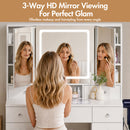 Advwin Dressing Table w/ 3-Way Mirror & 9 Drawers