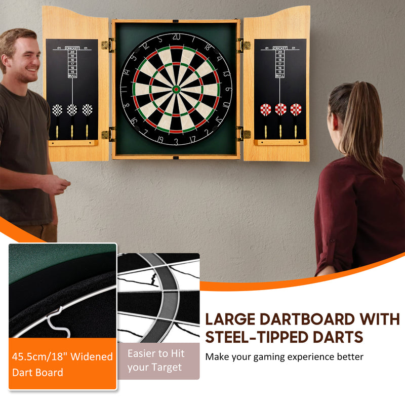 Advwin 18" Dartboard Cabinet Set with 6 Darts