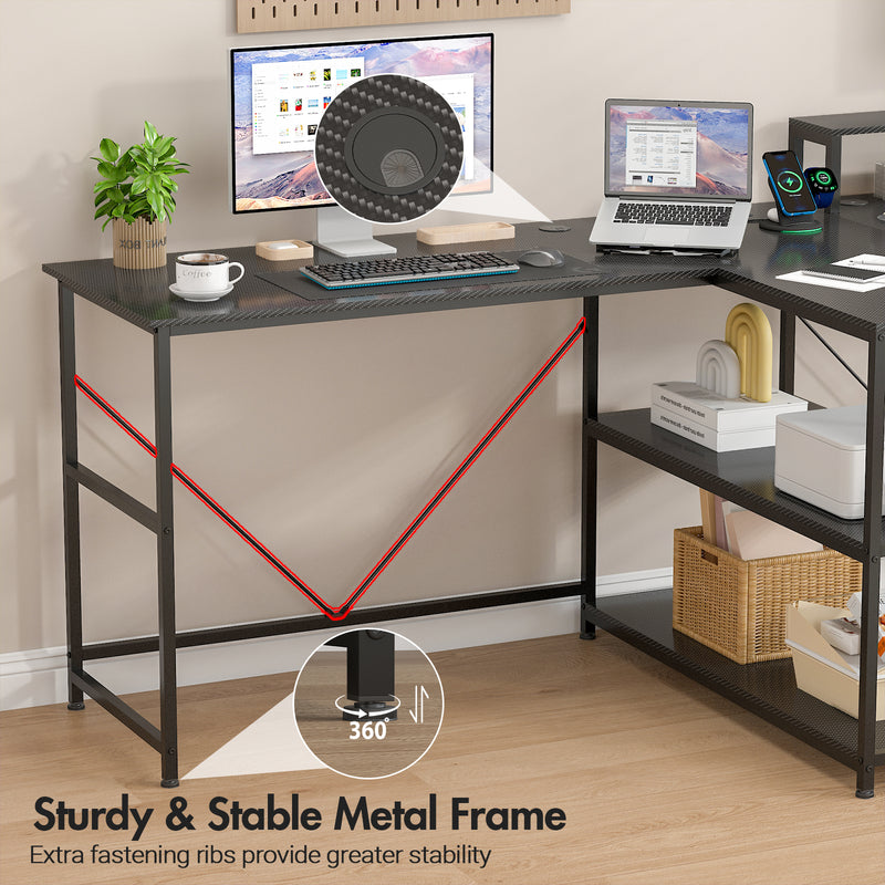 Advwin 236cm 2 Person LED Computer Desks w/ Power Outlets