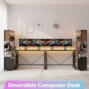 Advwin L Shaped Gaming Desk with LED Lights 130cm