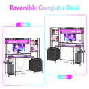 Advwin Gaming Desk with LED Lights & Power Outlets 165cm