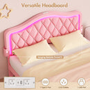 Advwin LED Velvet Bed Frame w/ Adjustable Headboard Double