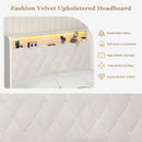 Advwin Bed Frame with Velvet Upholstered Headboard