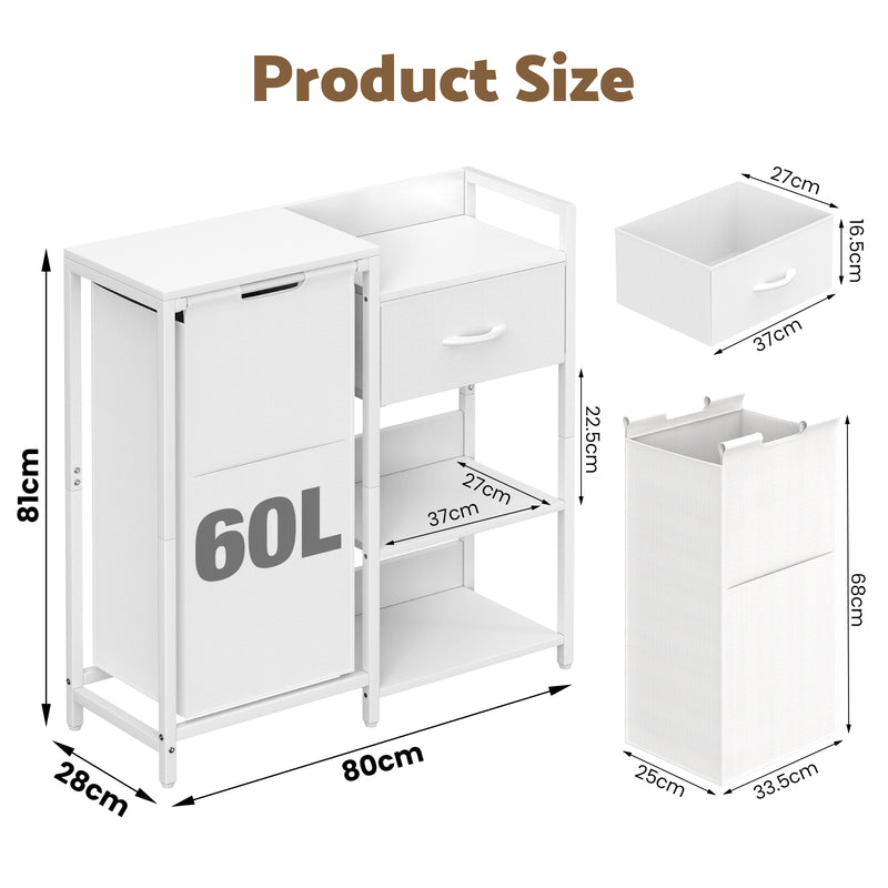 Advwin Laundry Hamper with Fabric Drawer 60L