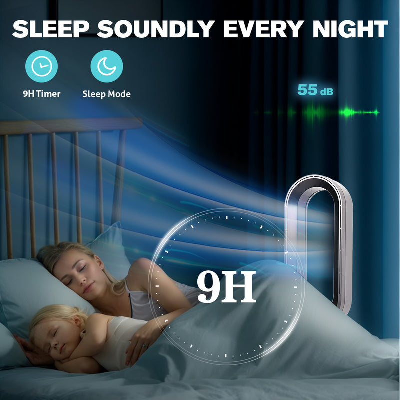 Advwin Portable Bladeless Tower Fan Black and Blue