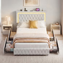 Advwin LED Bed Frame with Drawers and Charging