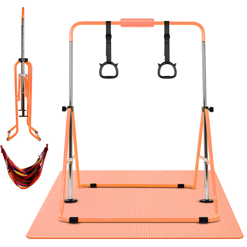 Advwin Kids Gymnastics Bar with Swing & Mat & Rings