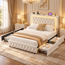Advwin LED Bed Frame with Drawers and Charging