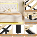 Advwin Velvet Button-Tufted Floating Bed Frame