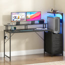 Advwin 150cm Gaming Desk with LED Lights & Storage Shelf