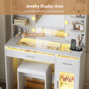 Advwin Vanity Desk with Glass Tabletop White
