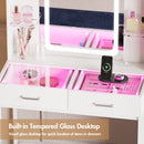 Advwin Dressing Table Set with Glass Desktop LED Light