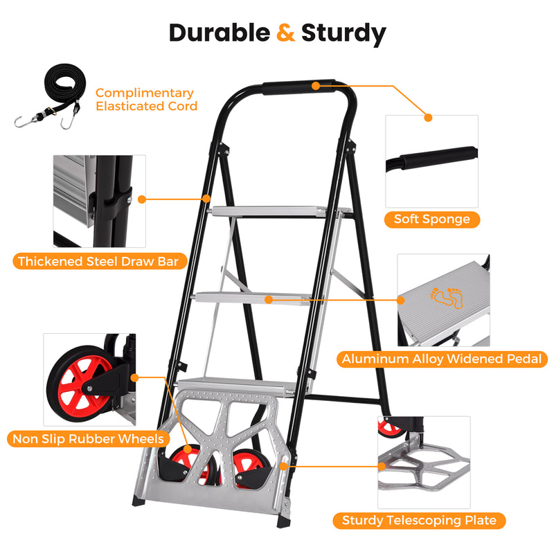 Advwin 2-In-1 Folding Ladder & Hand Truck