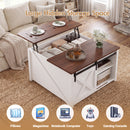 Advwin Square Lift Top Coffee Table with Sliding Barn Door