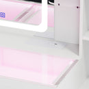 Advwin Dressing Table Set with Glass Desktop LED Light