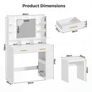Advwin Dressing Table Stool Set w/ LED Lights & Storage