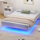 Advwin Velvet Upholstered Floating Bed Frame w/ LED