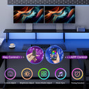 Advwin 150cm L Shaped Computer Desk w/ LED Lights