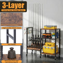 Advwin Fishing Rod Rack with Wheels & 3-Tier Shelves