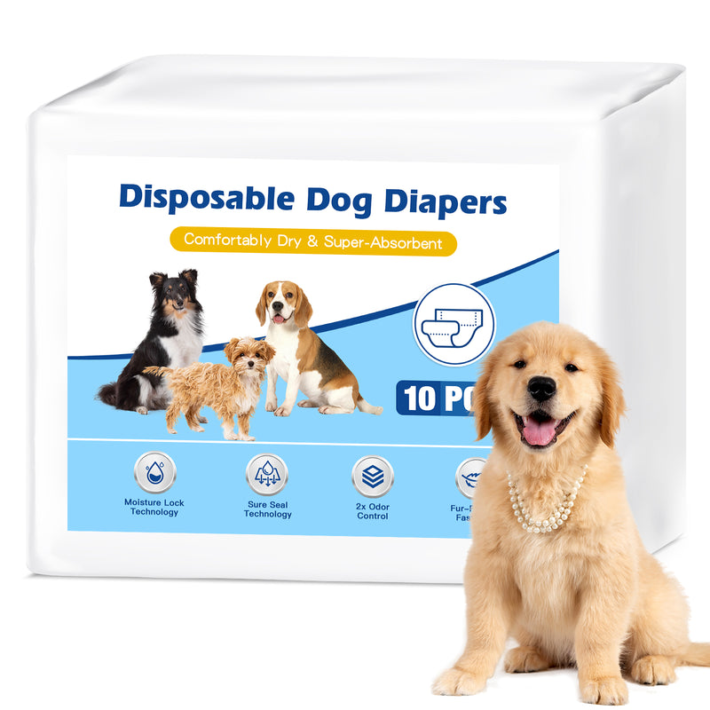 Advwin Disposable Male Dog Wraps Size Medium 10 Count