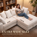 Advwin 228cm L-Shaped Modular Cloud Sofa w/ Storage Ottoman