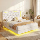 Advwin Velvet Button-Tufted Floating Bed Frame