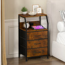Advwin Bedside Table w/ Charging & 3 Drawers