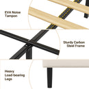 Advwin Velvet Upholstered Bed Frame w/ Wooden Slats Beige