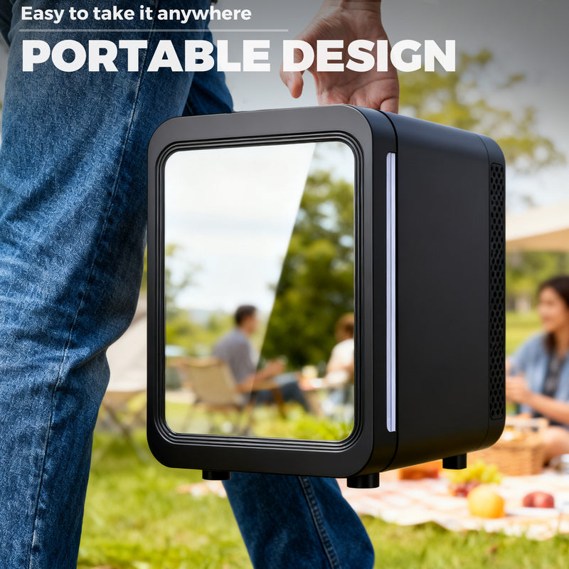 Advwin 4L Mini Fridge with LED Light Black