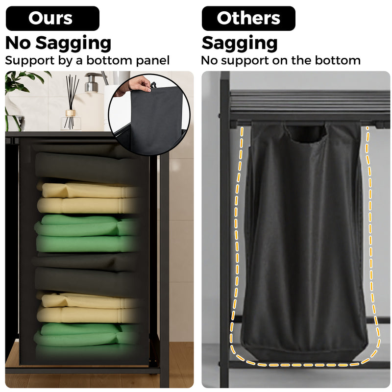 Advwin Laundry Hamper with Shelf & Removable Bags