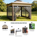 Advwin 3.3x3.3m Double Roof Gazebo Marquee with Mesh Panels